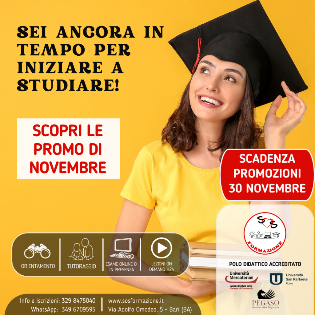 Università Pegaso, Mercatorum e San Raffaele: iscriviti con le promozioni di novembre!